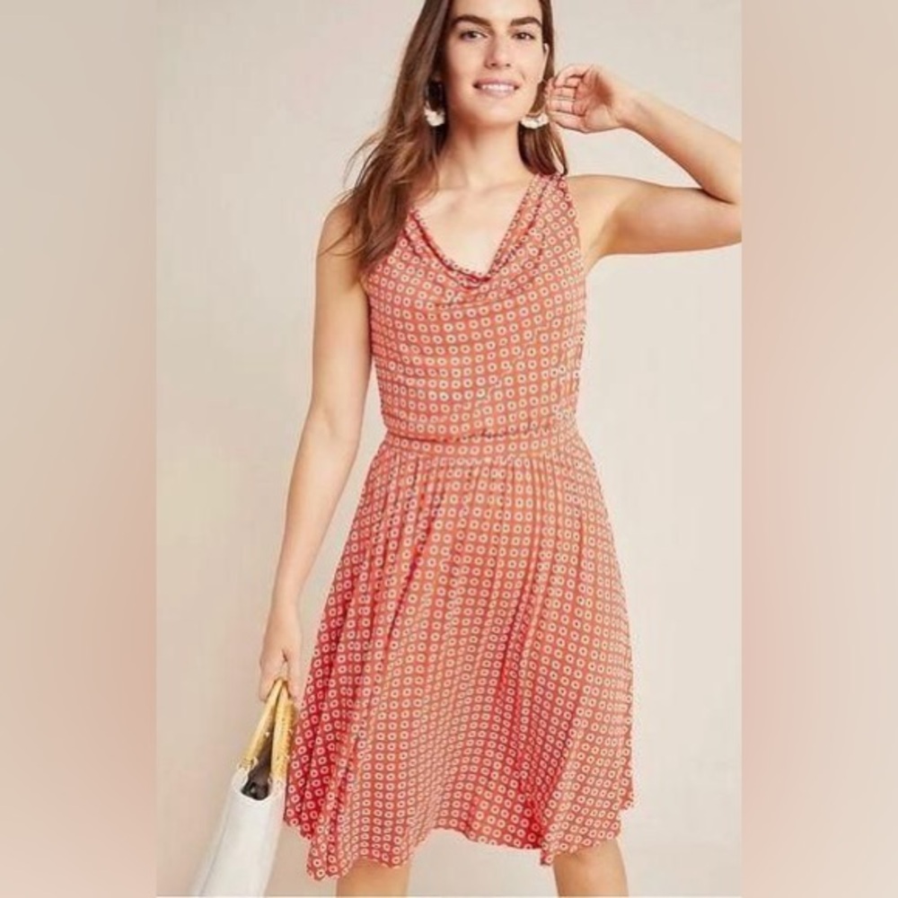 NWT Anthropologie Maeve Daisy Printed Brianne Cowl Neck Dress Size XLarge
